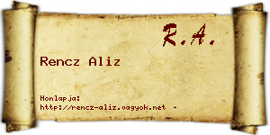 Rencz Aliz névjegykártya